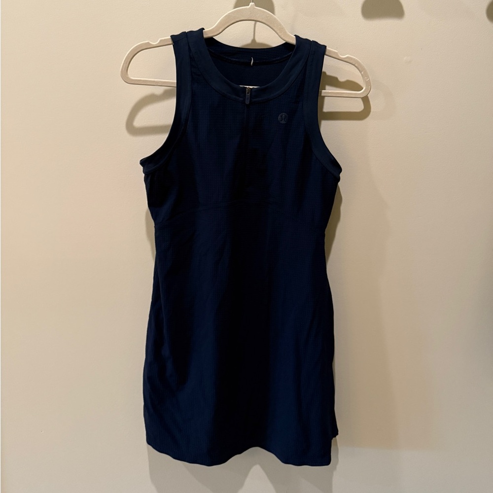 Lululemon Grid-Texture Sleeveless Linerless  Tennis Dress in Navy